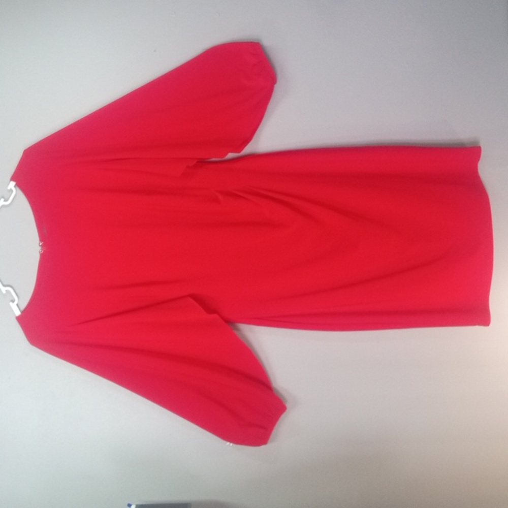 Lauren Ralph Lauren Vibrant Red Long Sleeve Midi Dress Size 10 - Picture 1 of 8